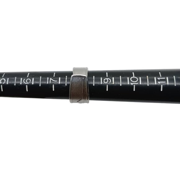 Vintage Silver Engraved Wrap Band Ring with Flowing Spoon Ring Leaf Pattern - Picture 6 of 6